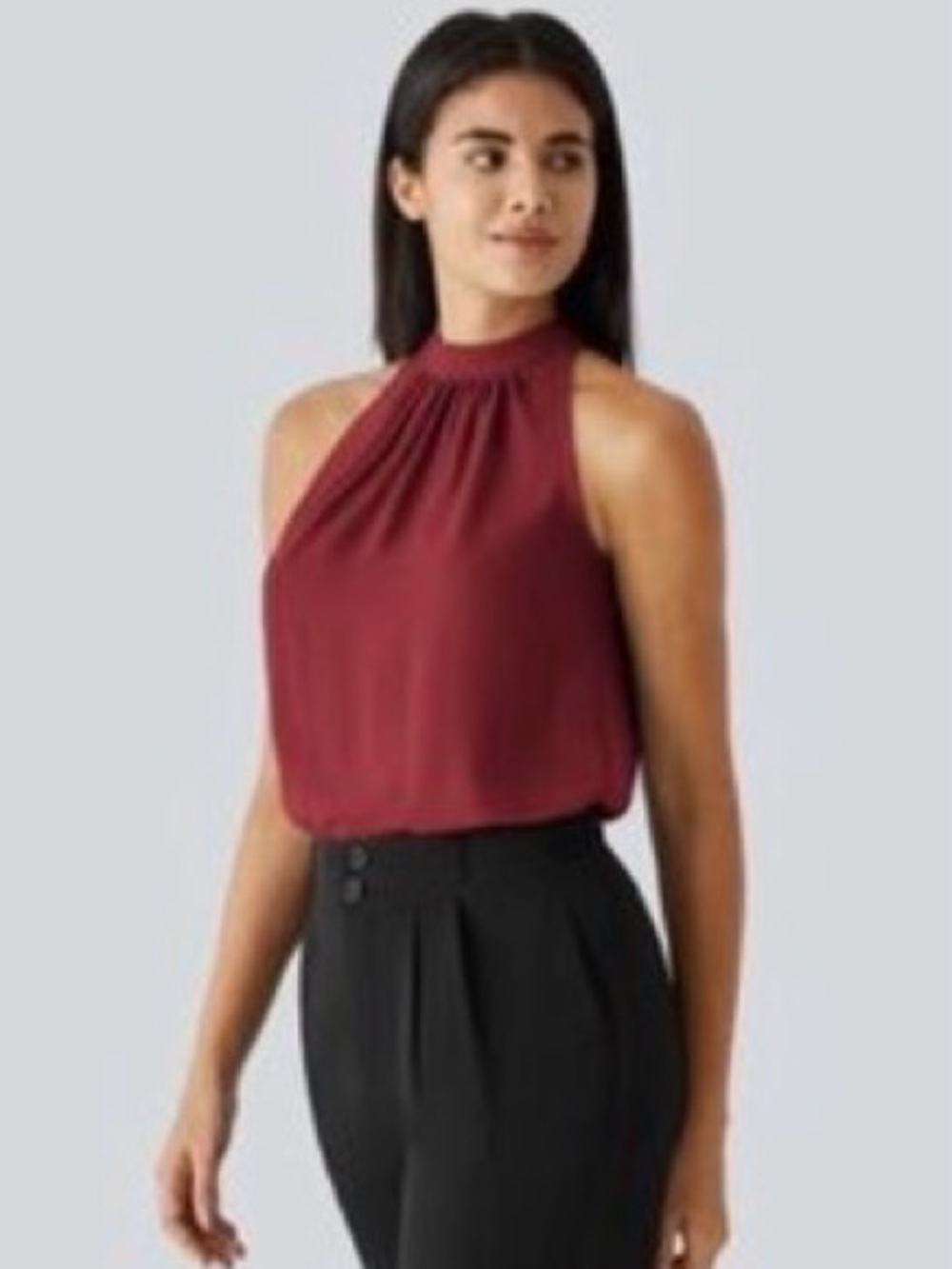 NWOT HALARA Sleeveless High-Neck Tank in Burgundy